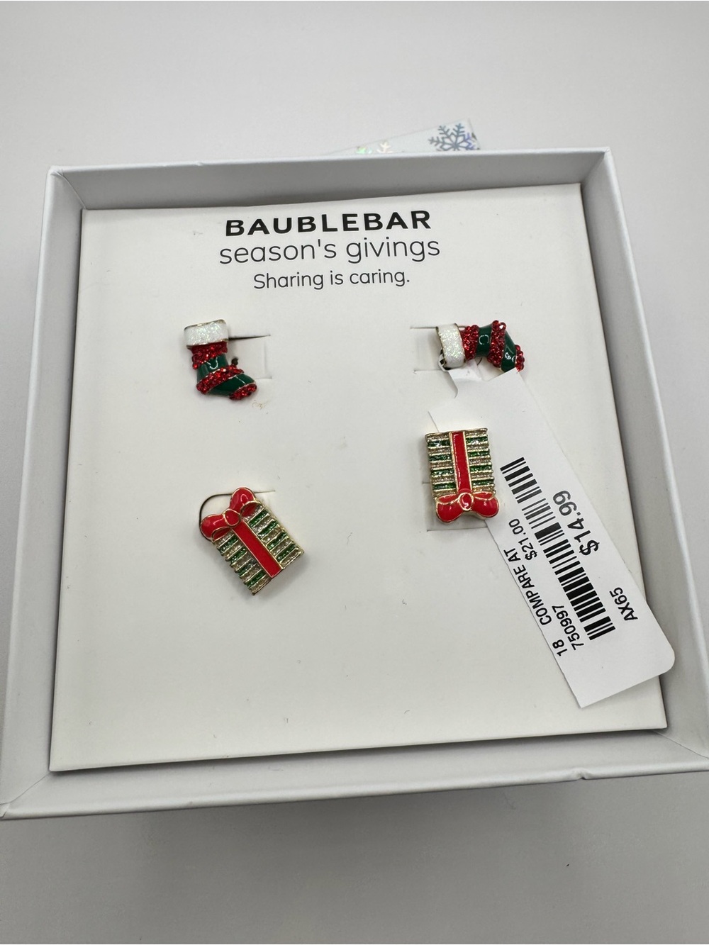 BaubleBar Red & Green Holiday Stud Earring Set